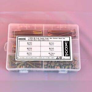 110 Piece M6 High Speed Steel Hex Socket Head Cap Screws Nut Assortment Set